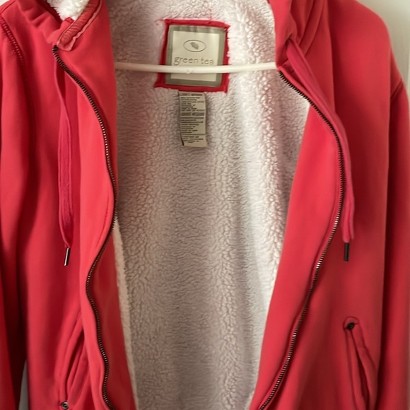 Green tea teddy lined zip up hoodie - Picture 5 of 5